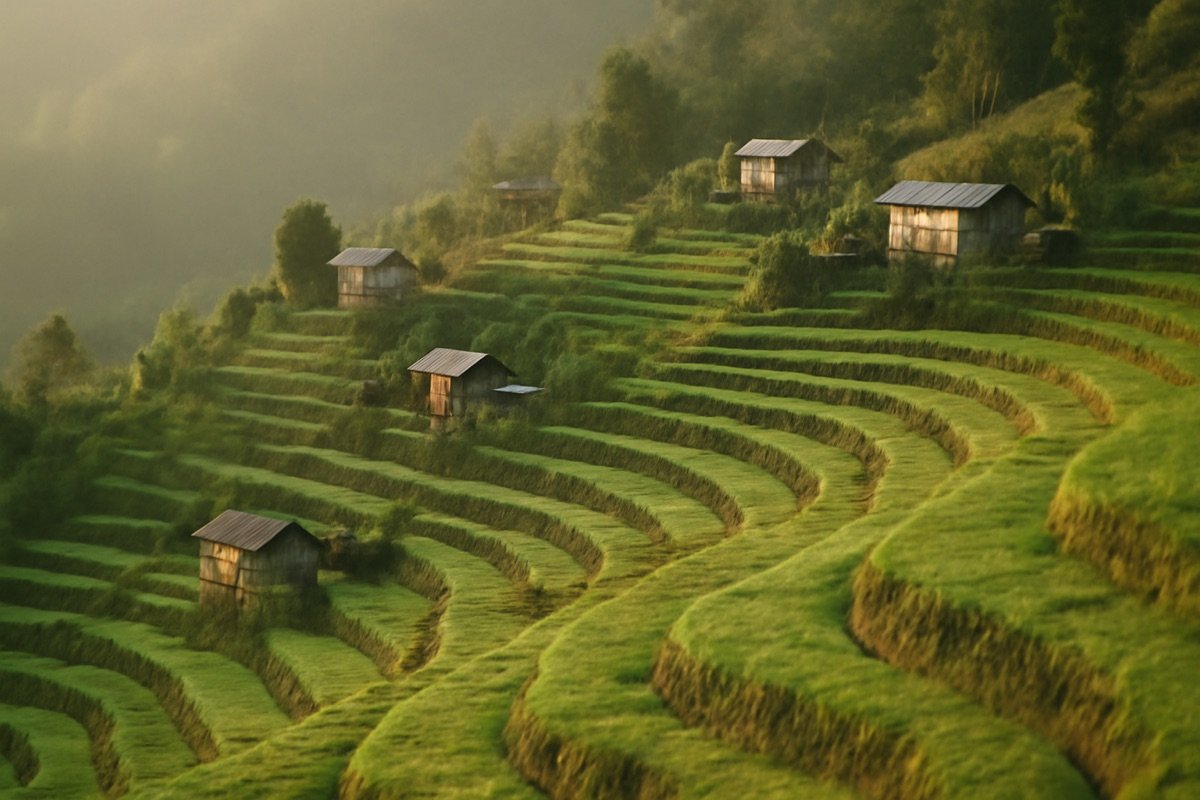 Terraced farmland in the Sikkim hills